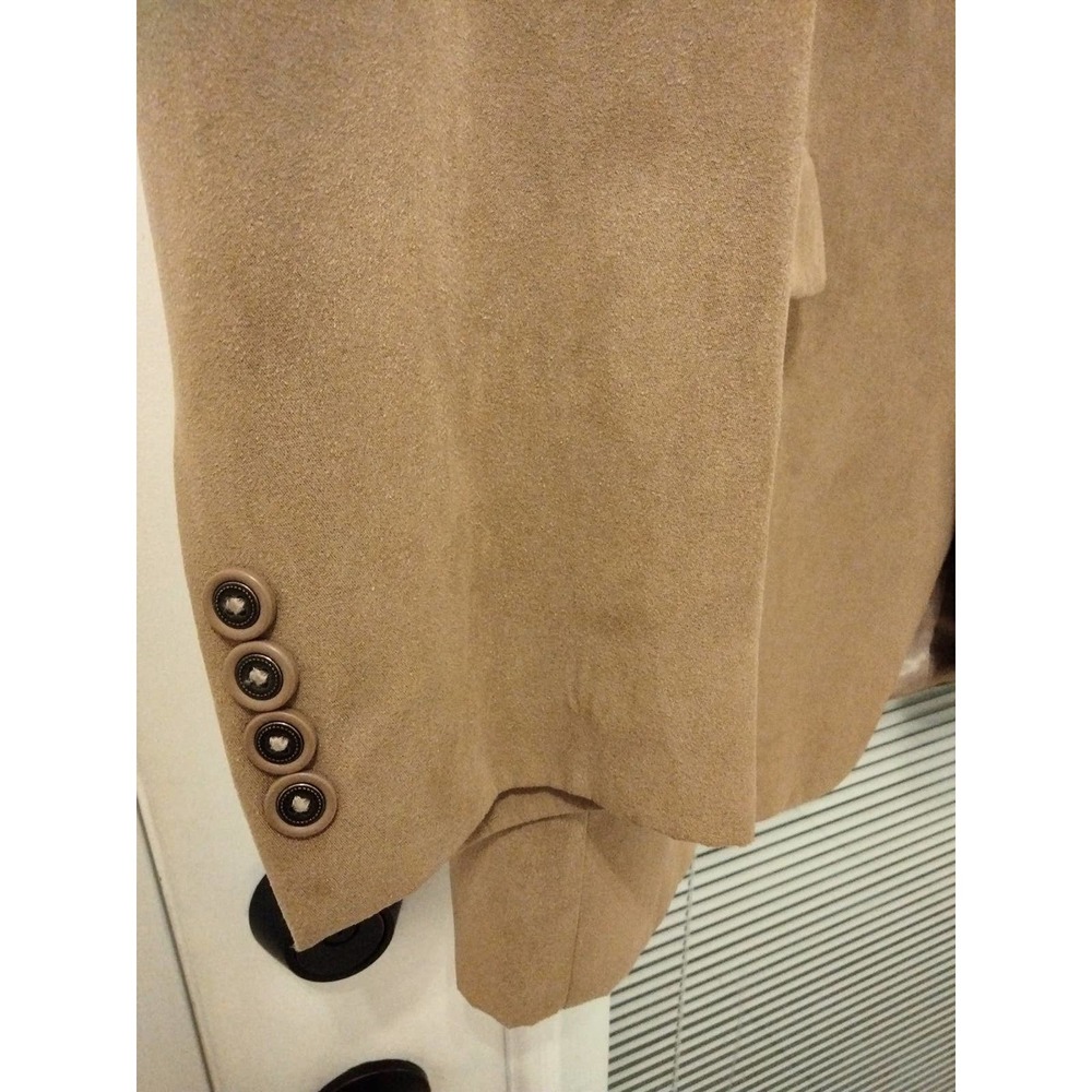 Beige Tan Faux Suede 3 button Men Blazer Size 44 L - Picture 3 of 10